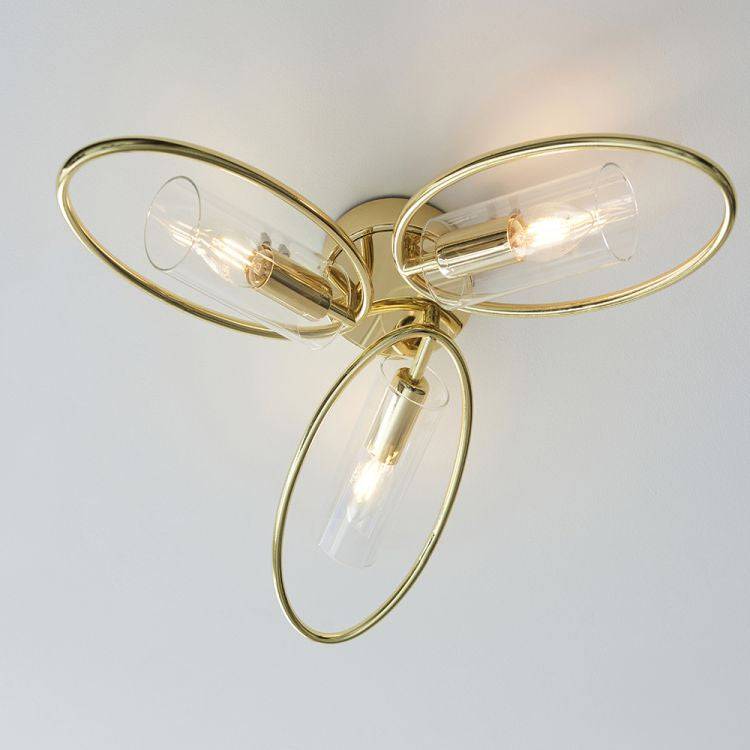 Amari 3Lt Semi-Flush Ceiling Light Polished Brass - Comet Lighting