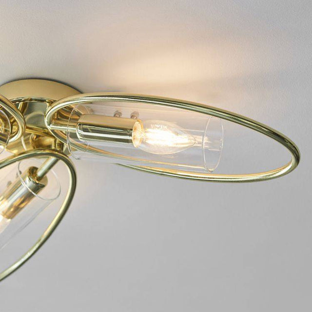 Amari 3Lt Semi-Flush Ceiling Light Polished Brass - Comet Lighting