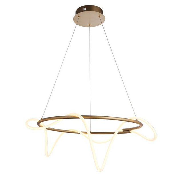 Attalea LED Round Pendant Ceiling Light Satin Gold - Comet Lighting