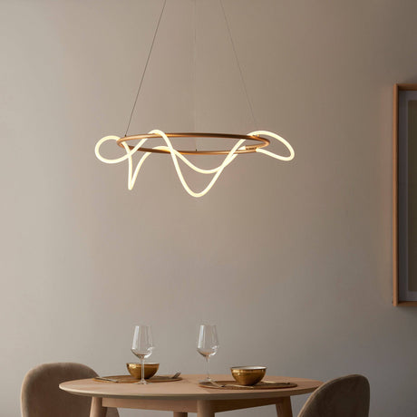 Attalea LED Round Pendant Ceiling Light Satin Gold - Comet Lighting