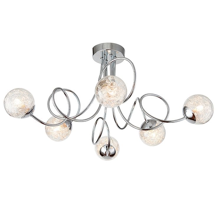 Auria 6-Light Semi Flush Ceiling Light Chrome - Comet Lighting