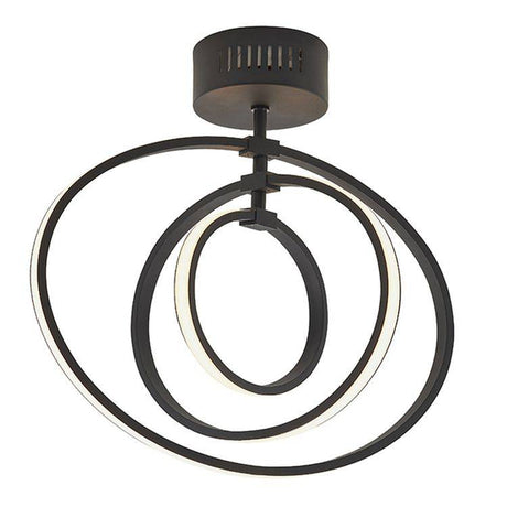 Avali 3-Light Semi-Flush Ceiling Light Black/White - Comet Lighting