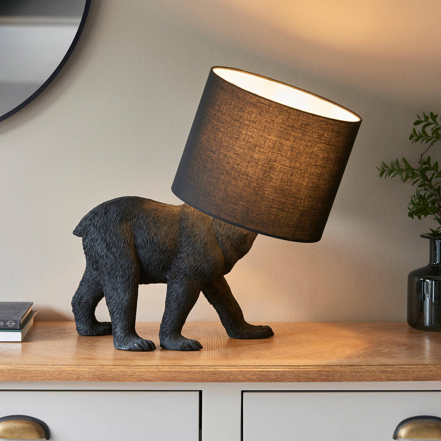 Barack Bear Table Lamp Matt Black - Comet Lighting