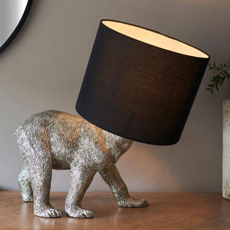 Barack Bear Table Lamp Vintage Silver - Comet Lighting