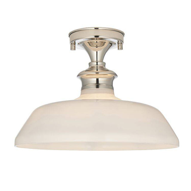 Barford Semi-Flush Ceiling Light Bright Nickel - Comet Lighting