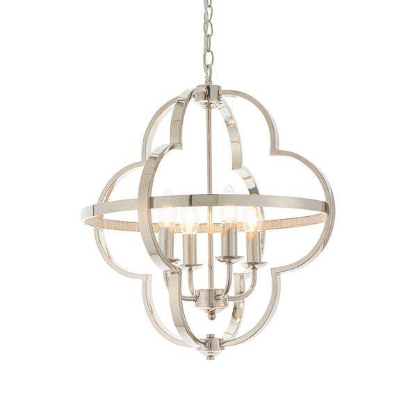 Barton 4lt Pendant Ceiling Light Bright Nickel - Comet Lighting