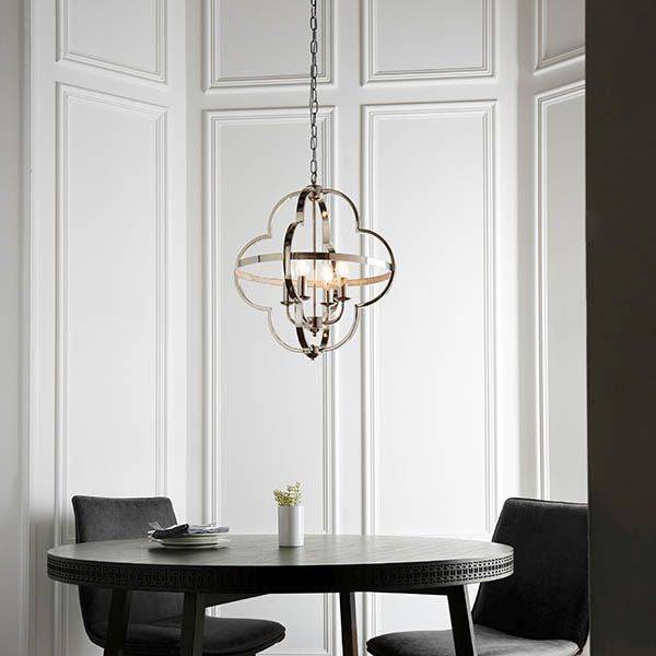 Barton 4lt Pendant Ceiling Light Bright Nickel - Comet Lighting