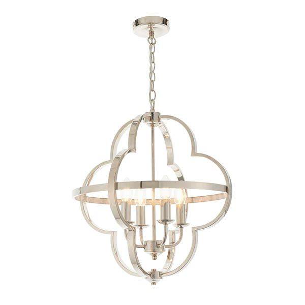 Barton 4lt Pendant Ceiling Light Bright Nickel - Comet Lighting