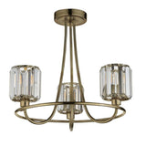 Berenice 3lt Semi Flush Ceiling Light Antique Brass - Comet Lighting