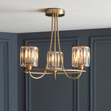 Berenice 3lt Semi Flush Ceiling Light Antique Brass - Comet Lighting