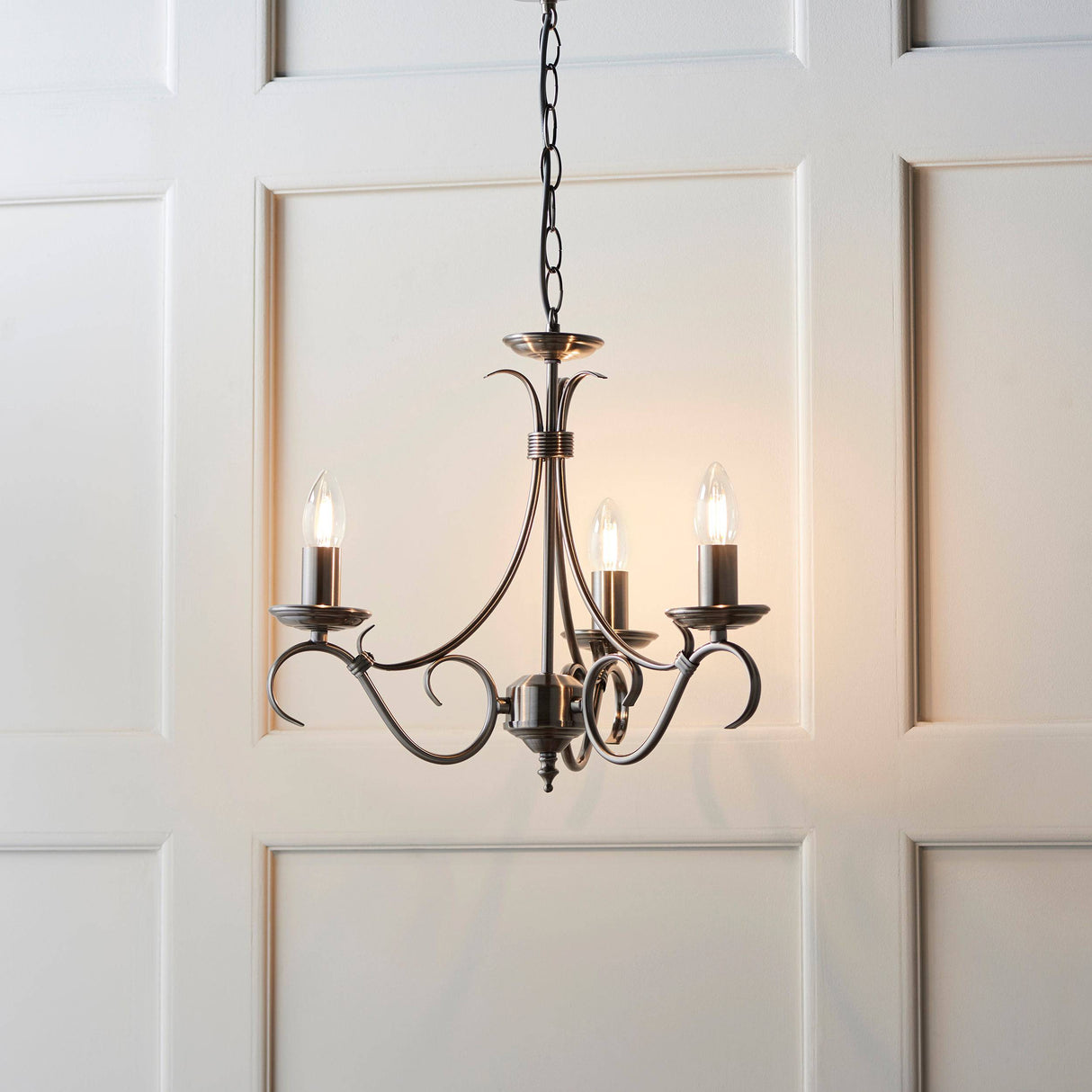 Bernice 3-Light Pendant Ceiling Light Antique Silver - Comet Lighting