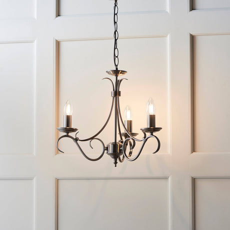 Bernice 3-Light Pendant Ceiling Light Antique Silver - Comet Lighting