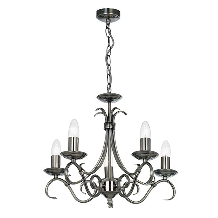 Bernice 5-Light Pendant Ceiling Light Antique Silver - Comet Lighting