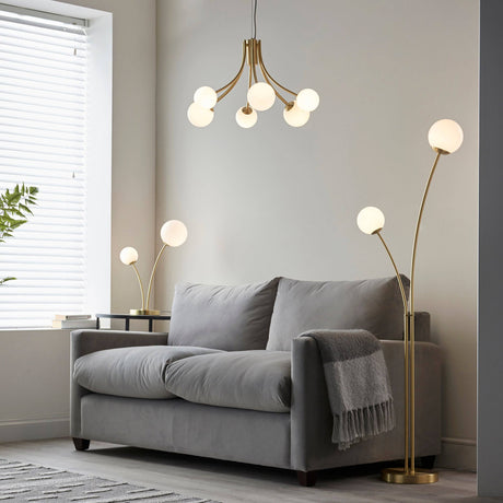 Bloom 2-Light Floor Lamp Satin Brass - Comet Lighting