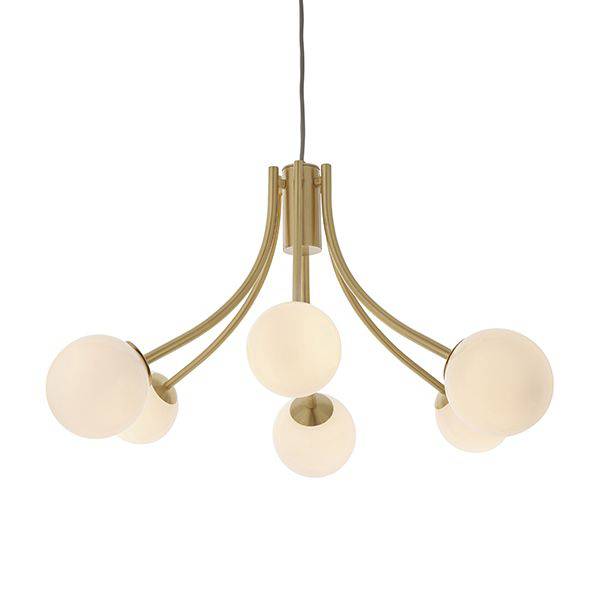 Bloom 6-Light Pendant Ceiling Light Satin Brass - Comet Lighting