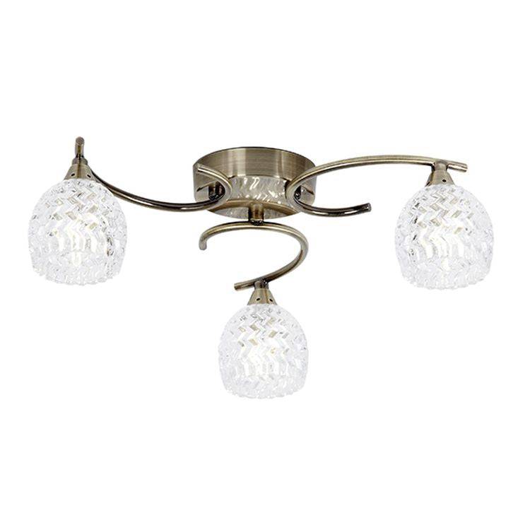 Boyer 3-Light Semi Flush Ceiling Light Antique Brass - Comet Lighting