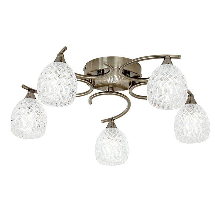 Boyer 5-Light Semi Flush Ceiling Light Antique Brass - Comet Lighting