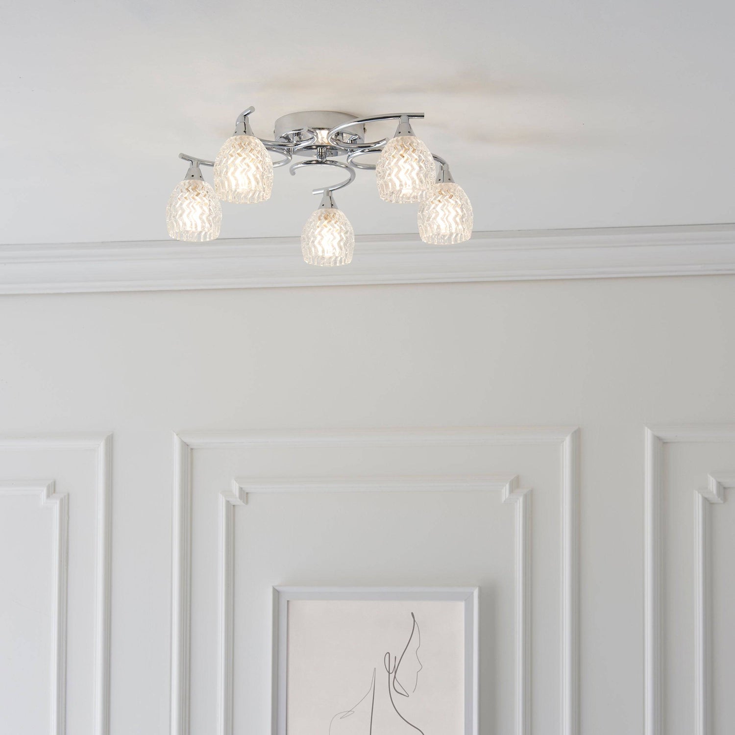 Butler 5 Light Boyer 5-Light Semi Flush Ceiling Light Chrome – Comet Lighting