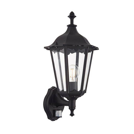 Burford 1-Light Outdoor Wall Lantern & PIR Black - Comet Lighting