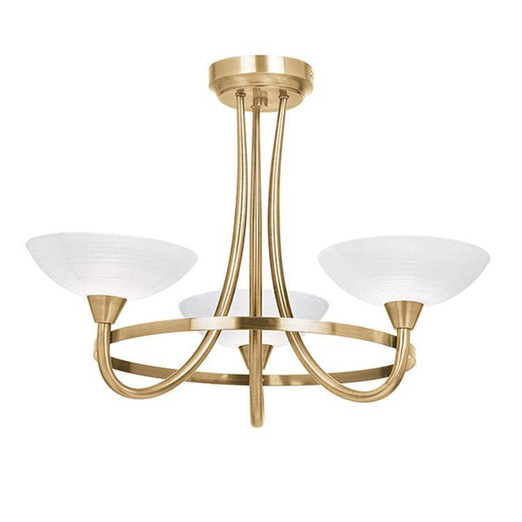 Cagney 3-Light Semi Flush Ceiling Light Antique Brass - Comet Lighting