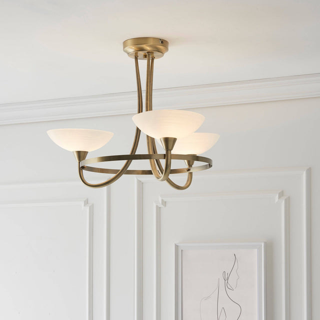 Cagney 3-Light Semi Flush Ceiling Light Antique Brass - Comet Lighting