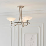 Cagney 3-Light Semi Flush Ceiling Light Satin Chrome - Comet Lighting