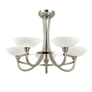 Cagney 5-Light Semi Flush Ceiling Light Satin Chrome - Comet Lighting