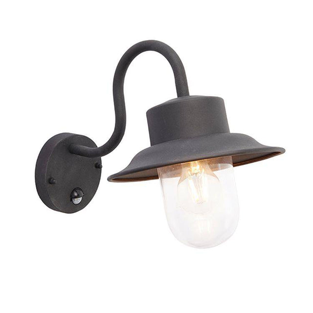 Chesham 1-Light Outdoor Wall Lantern & PIR Black - Comet Lighting