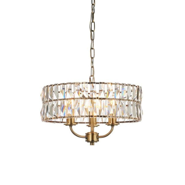 Clifton 3lt Pendant Ceiling Light Antique Brass - Comet Lighting