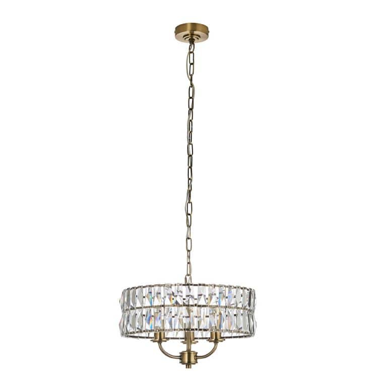 Clifton 3lt Pendant Ceiling Light Antique Brass - Comet Lighting