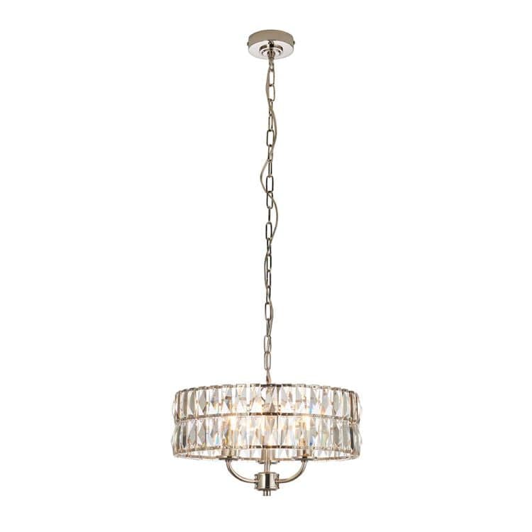 Clifton 3lt Pendant Ceiling Light Bright Nickel - Comet Lighting