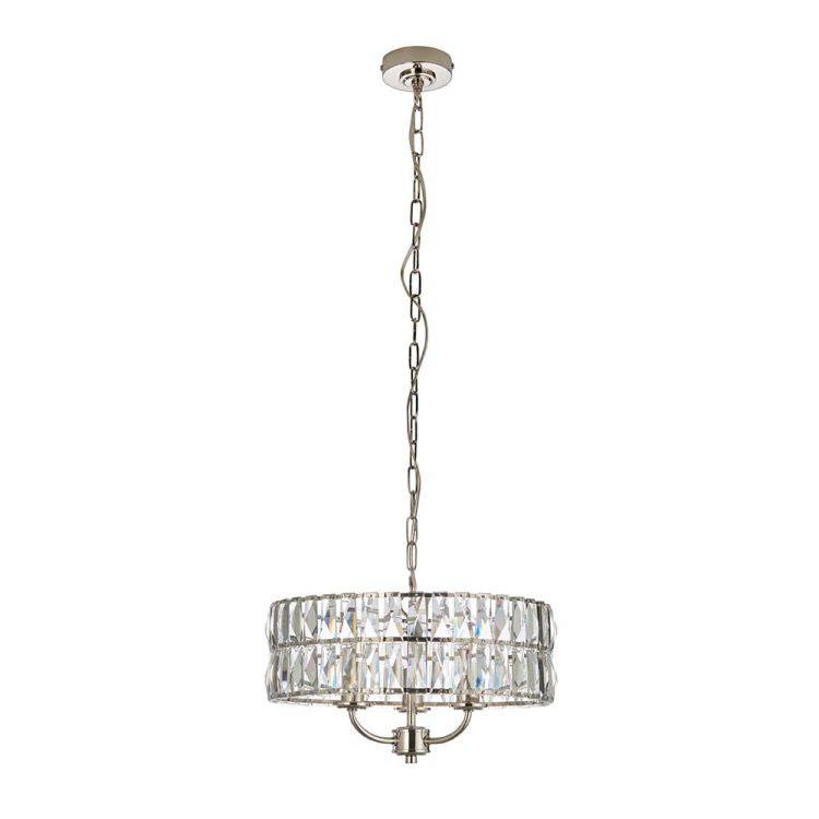 Clifton 3lt Pendant Ceiling Light Bright Nickel - Comet Lighting