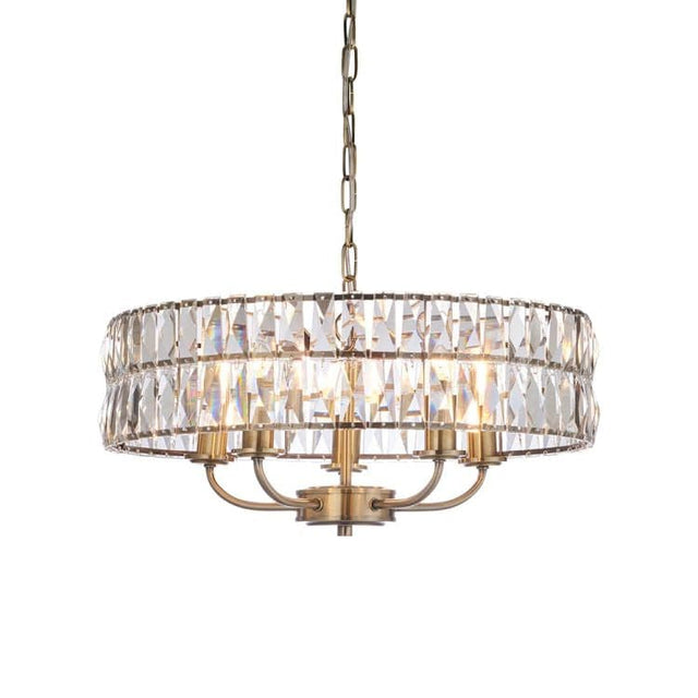 Clifton 5lt Pendant Ceiling Light Antique Brass - Comet Lighting