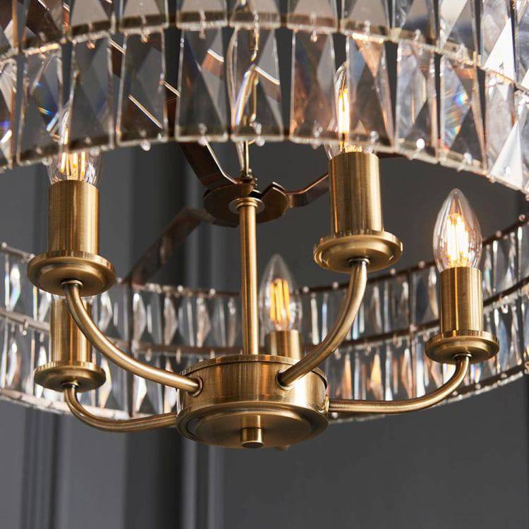 Clifton 5lt Pendant Ceiling Light Antique Brass - Comet Lighting