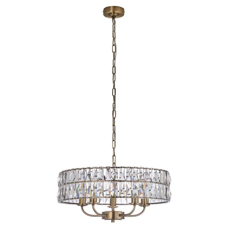 Clifton 5lt Pendant Ceiling Light Antique Brass - Comet Lighting