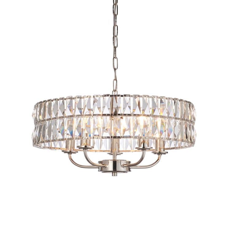 Clifton 5lt Pendant Ceiling Light Bright Nickel - Comet Lighting