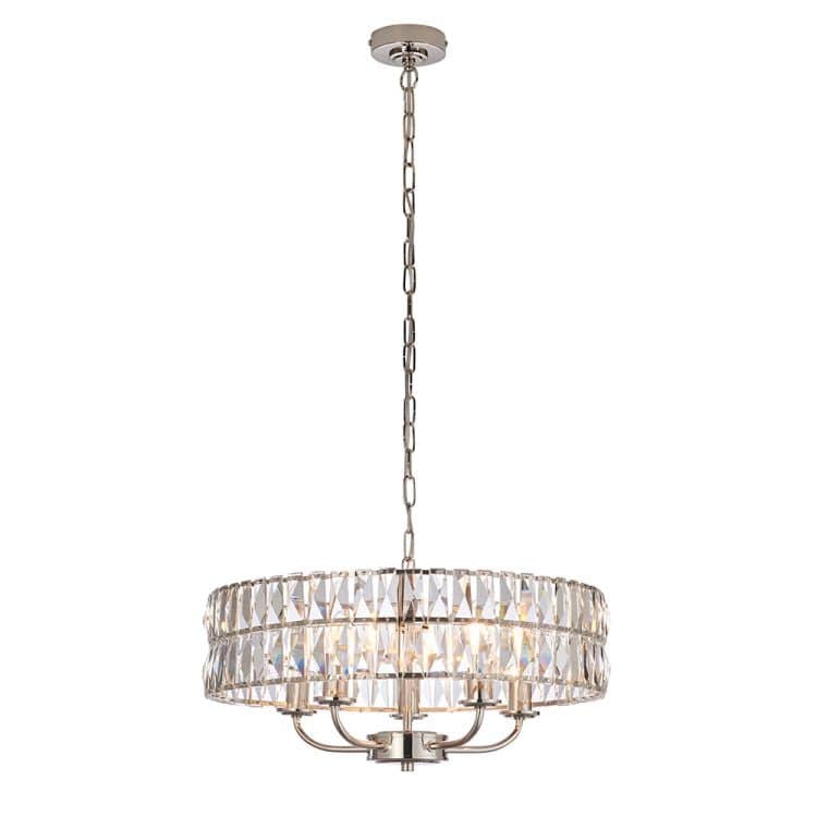 Clifton 5lt Pendant Ceiling Light Bright Nickel - Comet Lighting