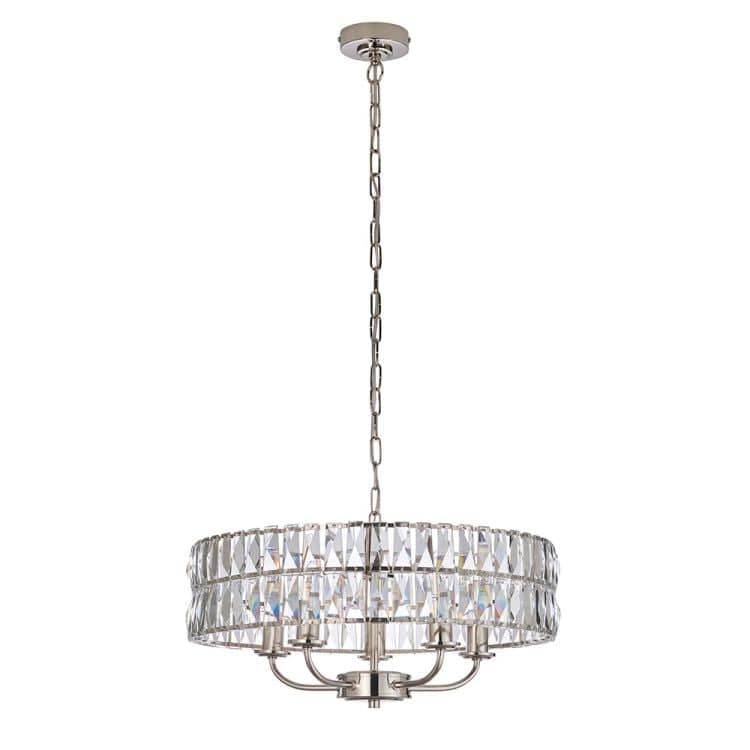 Clifton 5lt Pendant Ceiling Light Bright Nickel - Comet Lighting