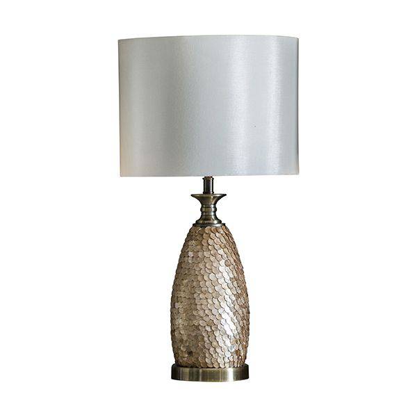 Dahlia Table Lamp Antique Brass w/ Ivory Shade - Comet Lighting