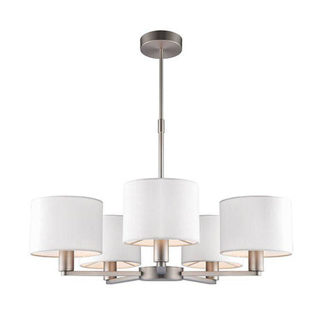 Daley 5-Light Pendant Ceiling Light & White Shades - Comet Lighting