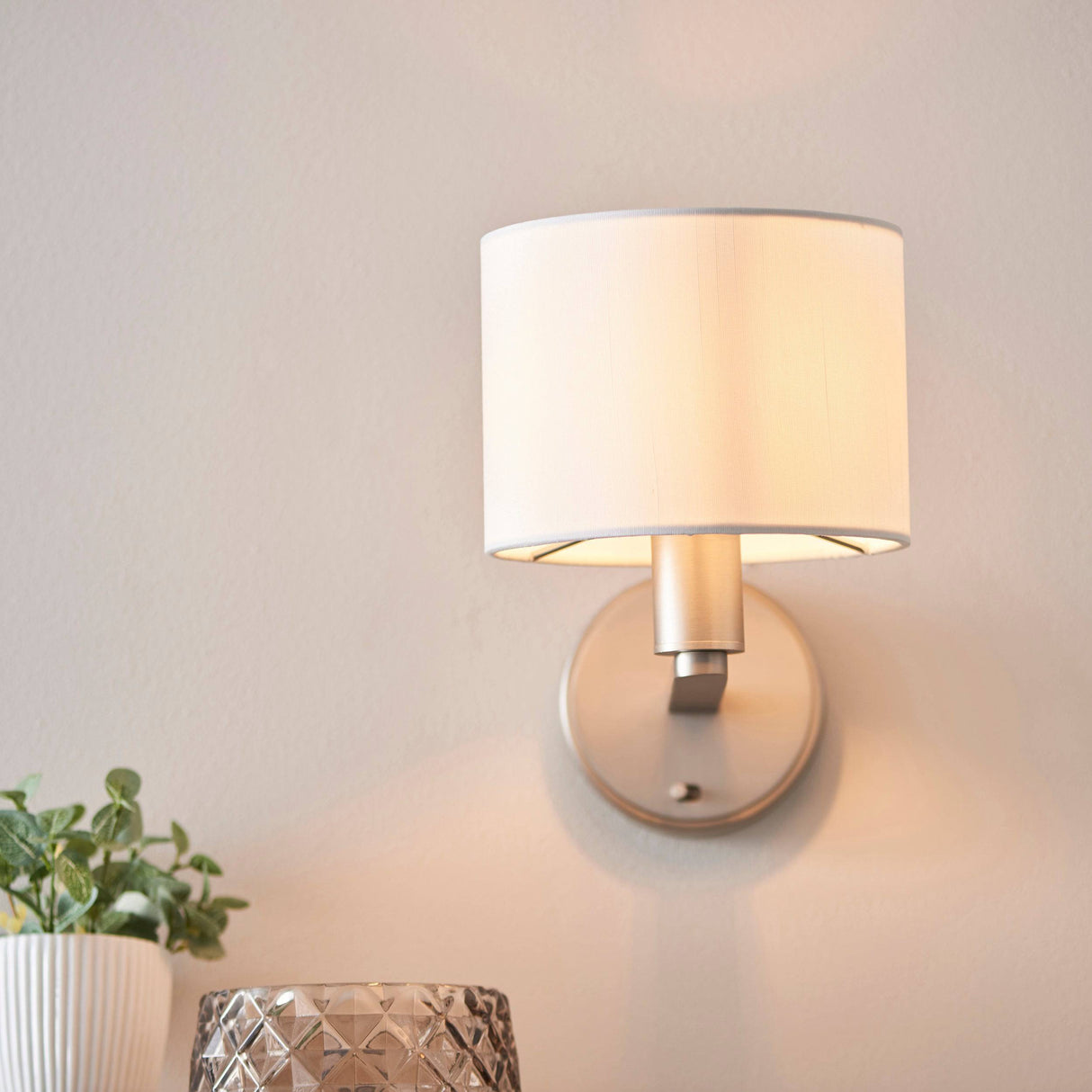 Daley Wall Light & White Shade - Comet Lighting