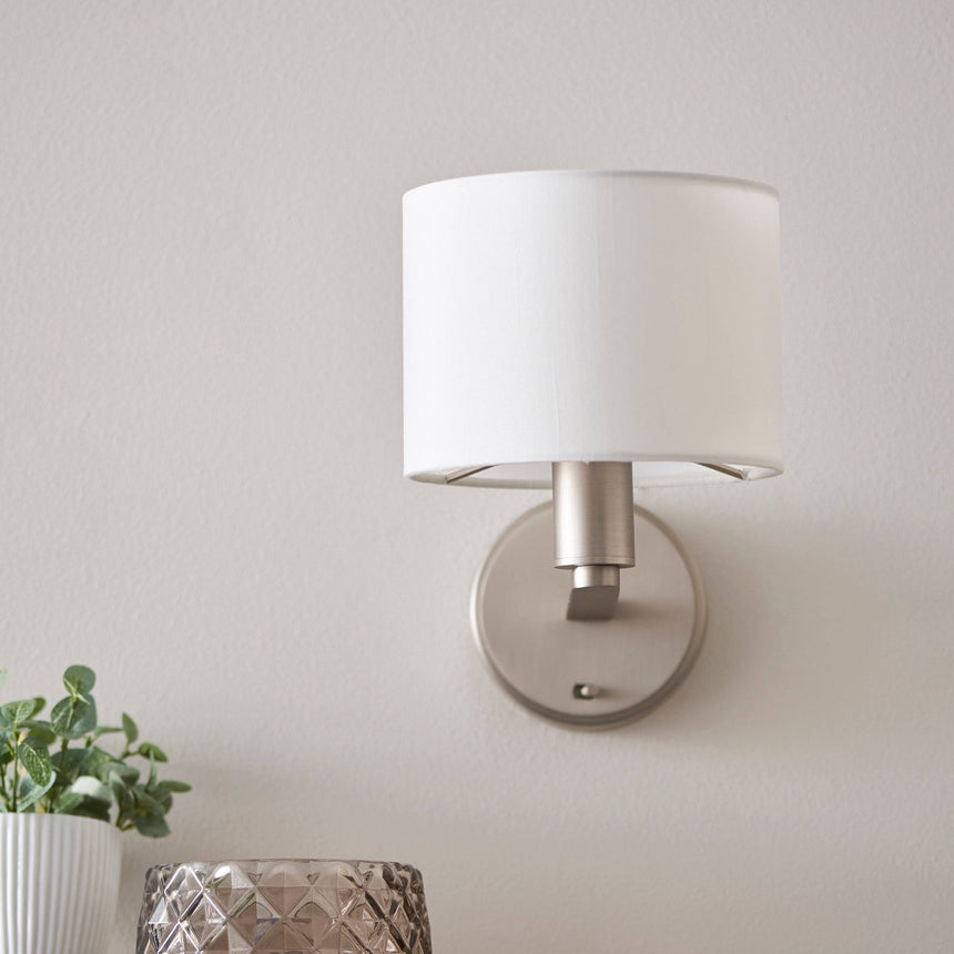 Daley Wall Light & White Shade - Comet Lighting