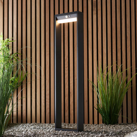 Dannah Solar Bollard Light Black w/ PIR - Comet Lighting