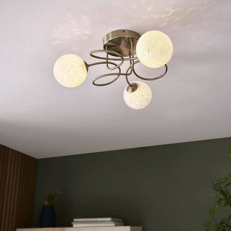 Delos 3lt Semi Flush Ceiling Light Antique Brass - Comet Lighting