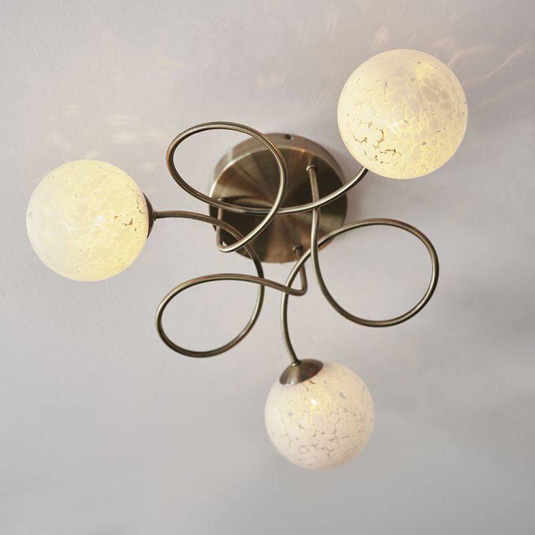 Delos 3lt Semi Flush Ceiling Light Antique Brass - Comet Lighting