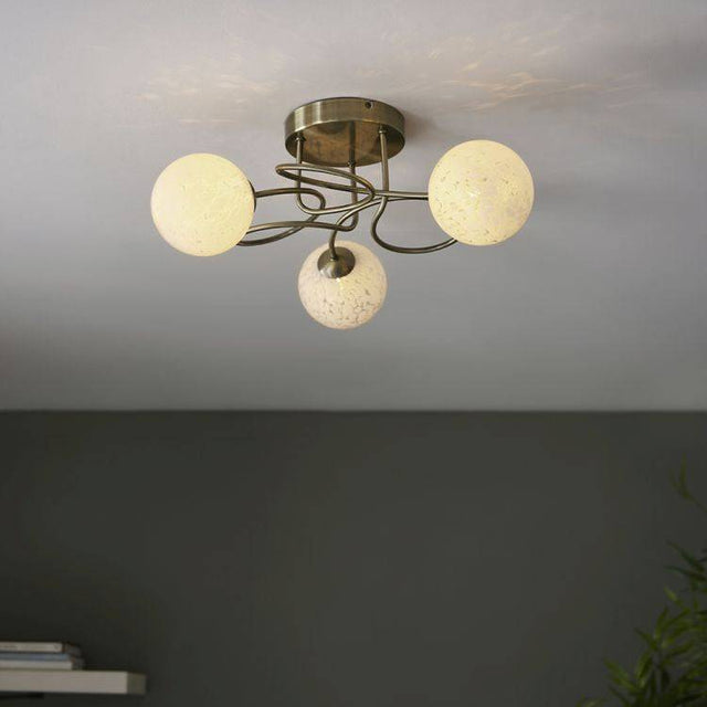 Delos 3lt Semi Flush Ceiling Light Antique Brass - Comet Lighting