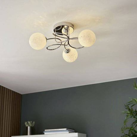 Delos 3lt Semi Flush Ceiling Light Chrome - Comet Lighting