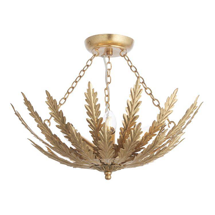 Delphine 3Lt Flush Ceiling Light Gold Leaf - Comet Lighting