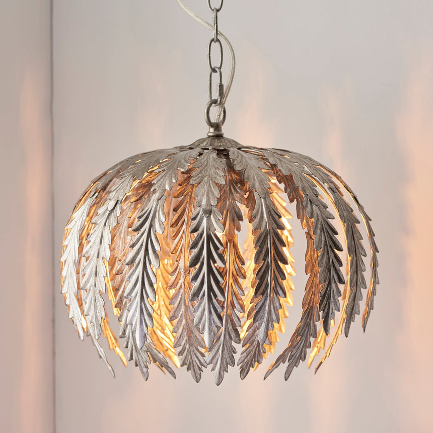 Delphine Small Pendant Ceiling Light Silver Leaf - Comet Lighting