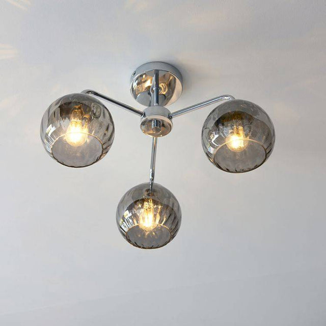 Dimple 3Lt Semi-Flush Ceiling Light Chrome - Comet Lighting